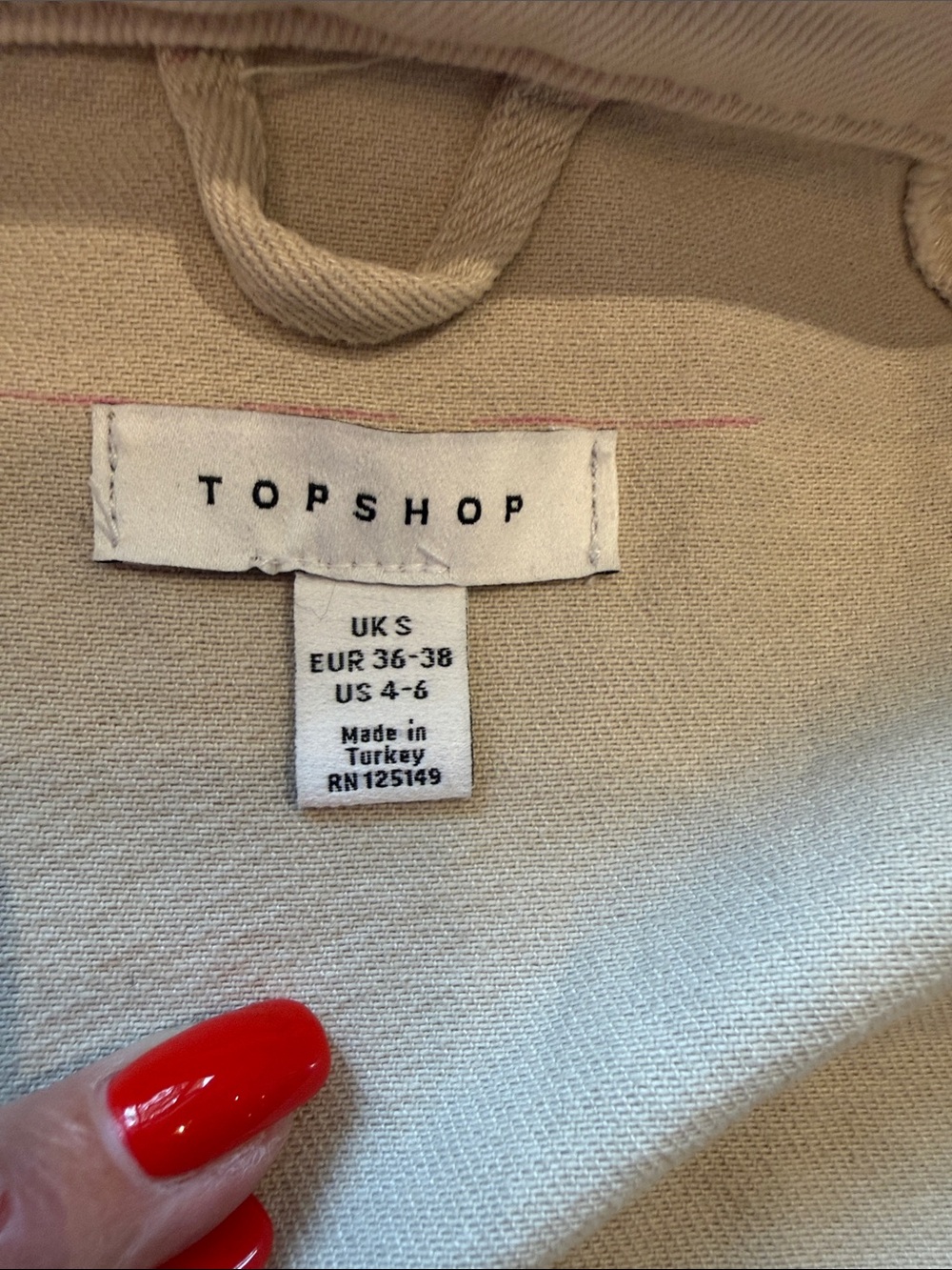 NWOT TOPSHOP Light tan and Beige cotton Hooded Utility Jacket - Picture 4 of 9